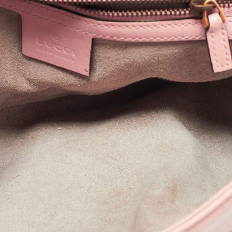 Pre Owned Gucci Pink Matelassé Leather Small GG Marmont Shoulder Bag