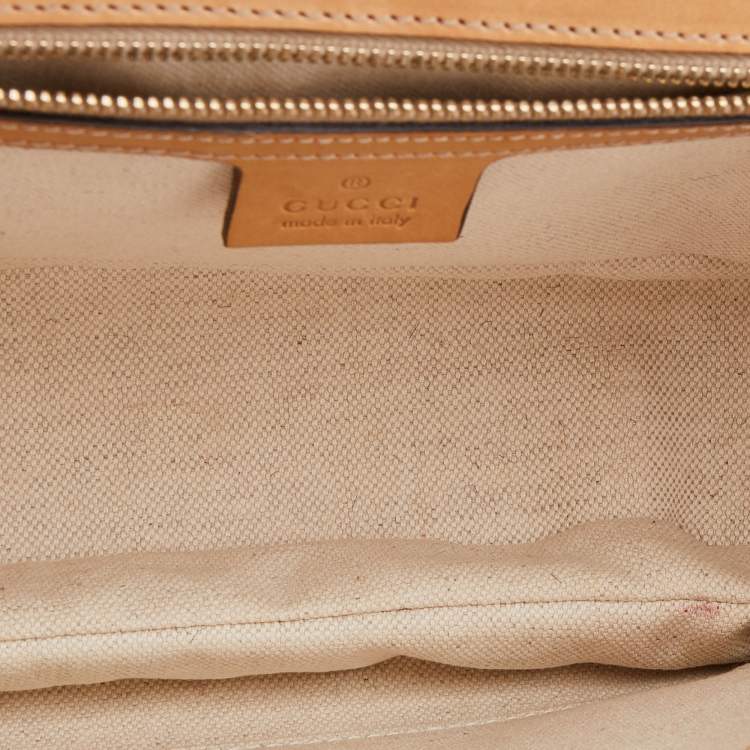 Pre Owned Gucci Brown Zebra Print Calf Hair and Leather Bamboo Top Handle Bag