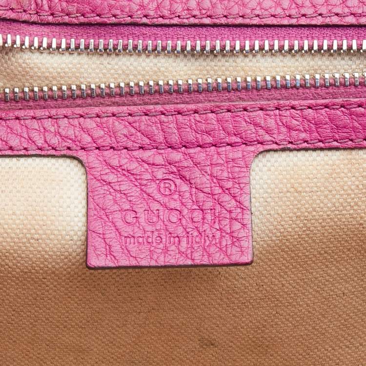 Pre Owned Gucci Pink Leather New Bamboo Top Handle Bag