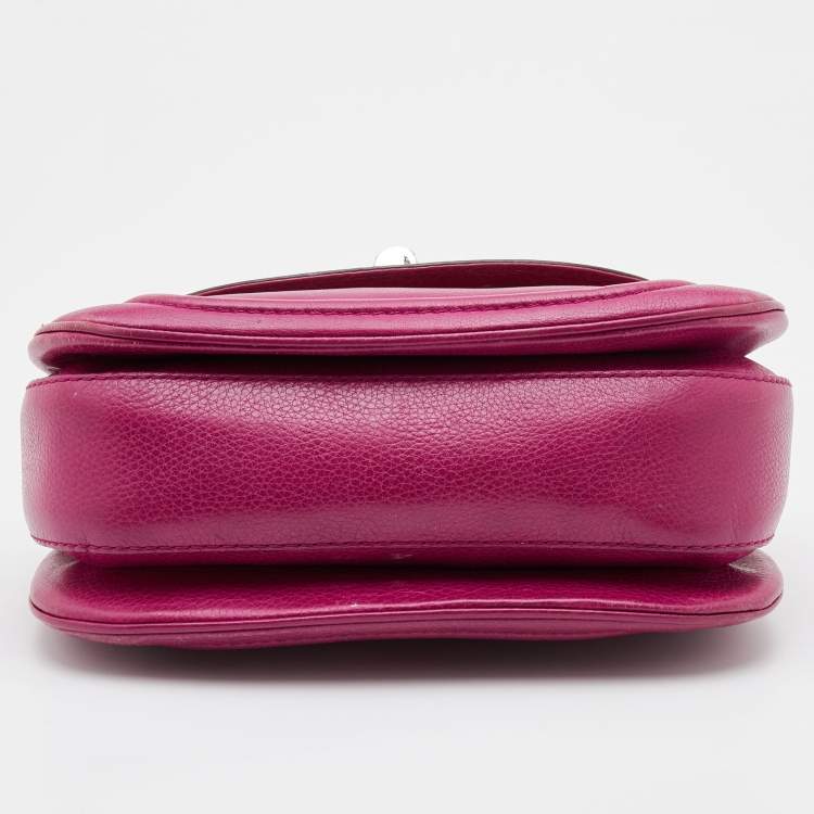 Pre Owned Gucci Pink Leather New Bamboo Top Handle Bag