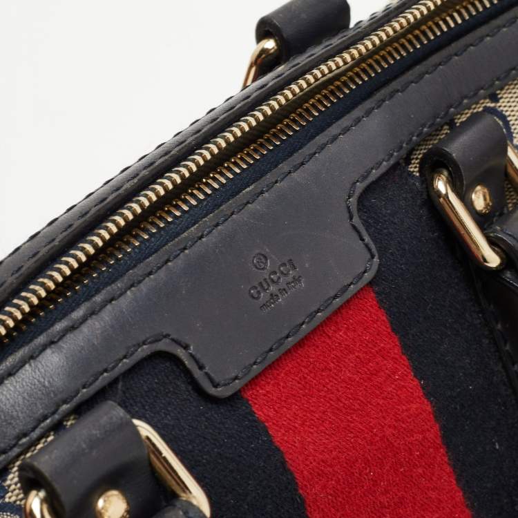 Pre Owned Gucci Beige/Brown GG Canvas and Leather Medium Vintage Web Boston Bag