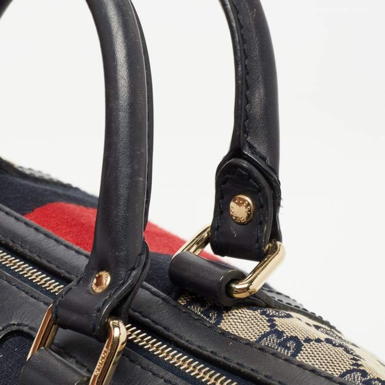 Pre Owned Gucci Beige/Brown GG Canvas and Leather Medium Vintage Web Boston Bag