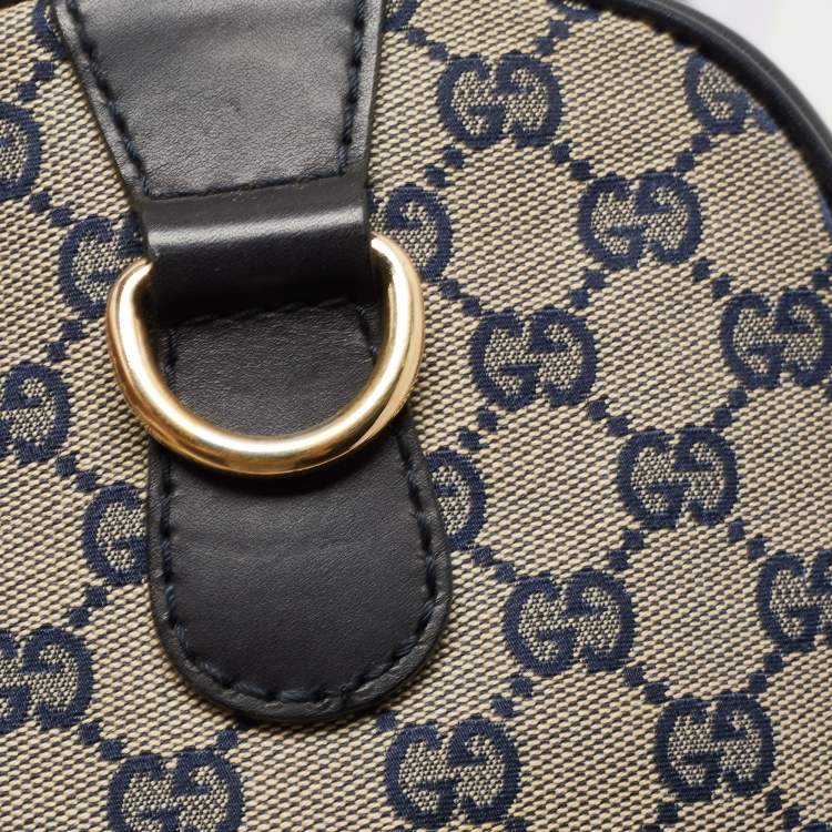 Pre Owned Gucci Beige/Brown GG Canvas and Leather Medium Vintage Web Boston Bag