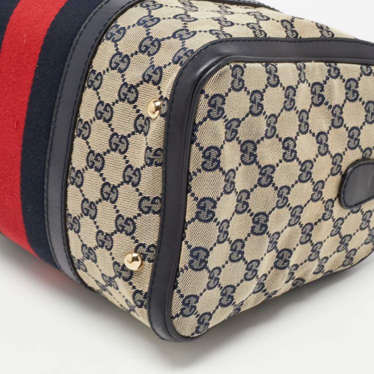 Pre Owned Gucci Beige/Brown GG Canvas and Leather Medium Vintage Web Boston Bag