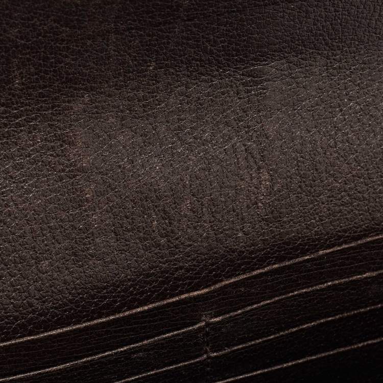 Pre Owned Gucci Brown/Beige Canvas and Leather Bee Web Continental Wallet 