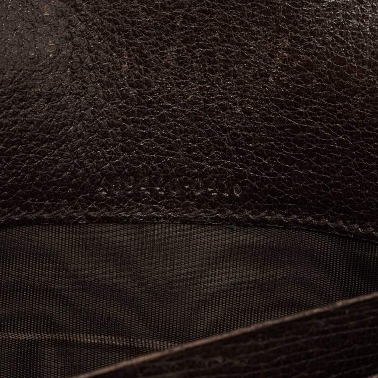 Pre Owned Gucci Brown/Beige Canvas and Leather Bee Web Continental Wallet 