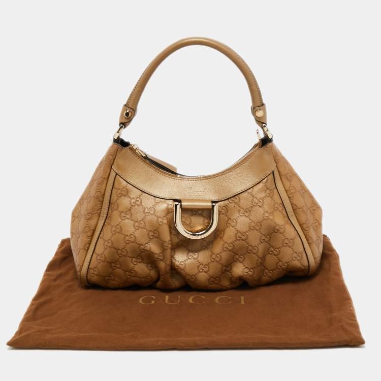 Pre Owned Gucci Beige Leather Abbey D-Ring Shoulder Bag