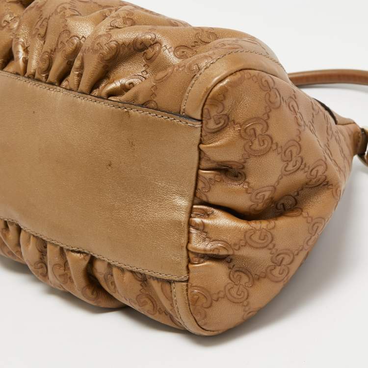 Pre Owned Gucci Beige Leather Abbey D-Ring Shoulder Bag