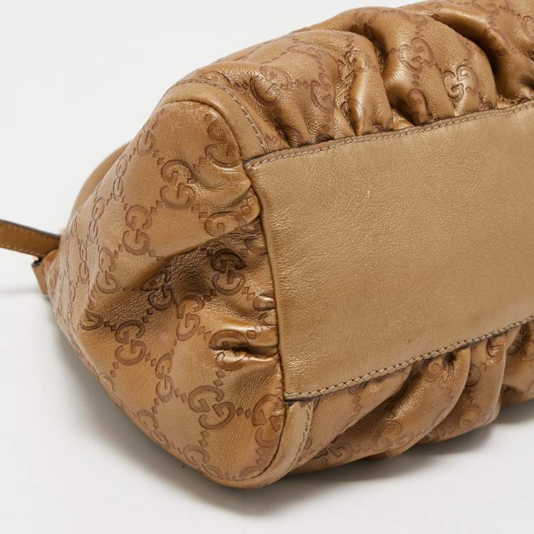Pre Owned Gucci Beige Leather Abbey D-Ring Shoulder Bag