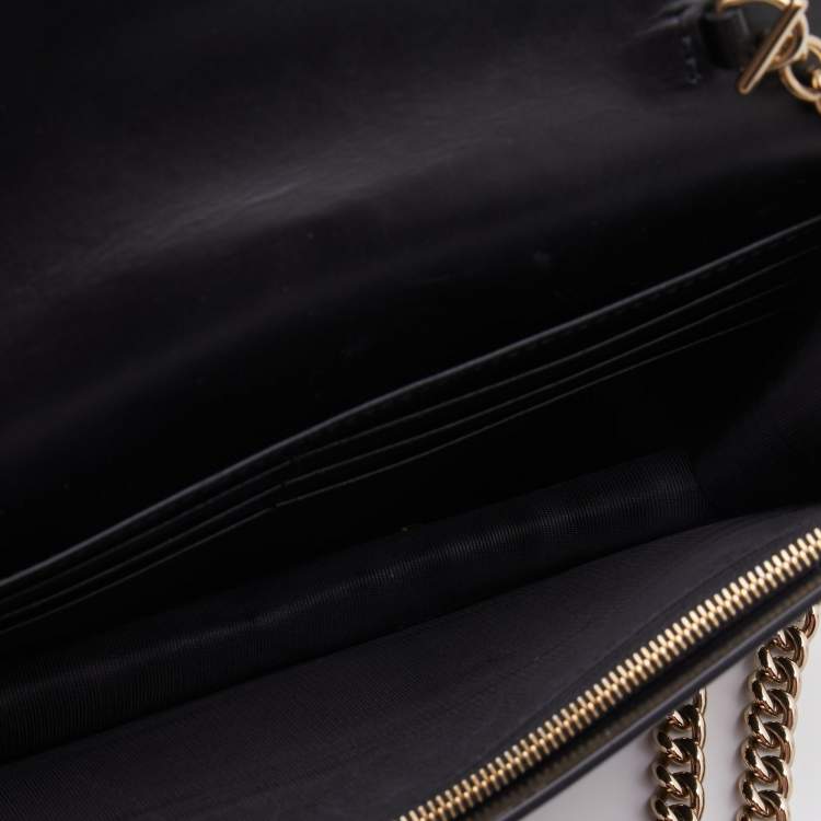 Pre Owned Gucci Black Guccissima Leather Wallet on Chain