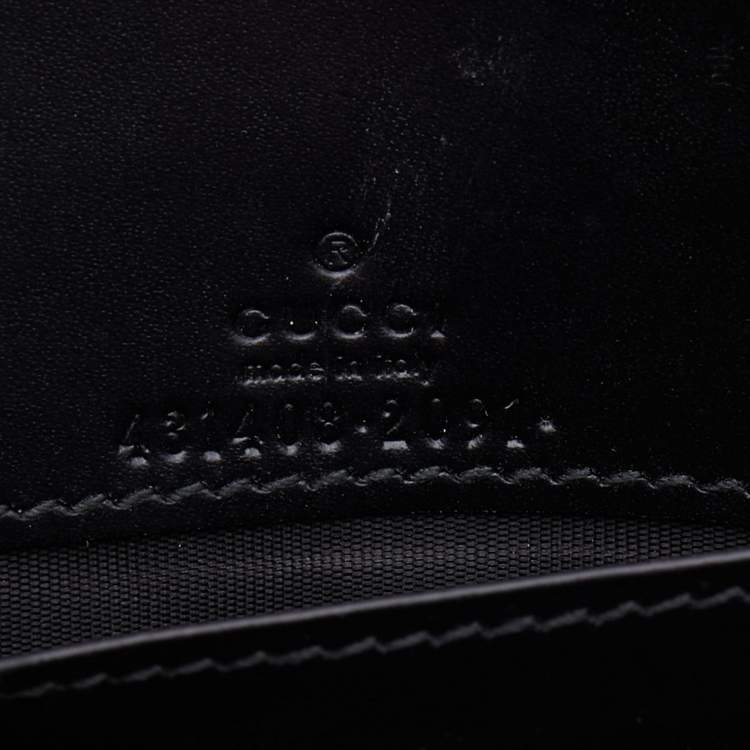 Pre Owned Gucci Black Guccissima Leather Wallet on Chain