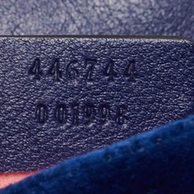 Pre Owned Gucci Blue Matelasse Velvet Mini GG Marmont Shoulder Bag