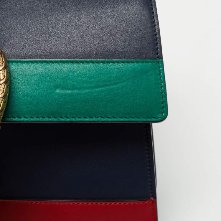 Pre Owned Gucci Tri Color Leather Medium Dionysus Bamboo Top Handle Bag