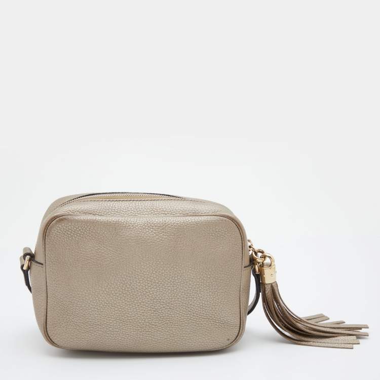 Pre Owned Gucci Metallic Gold Leather Small Soho Disco Crossbody Bag