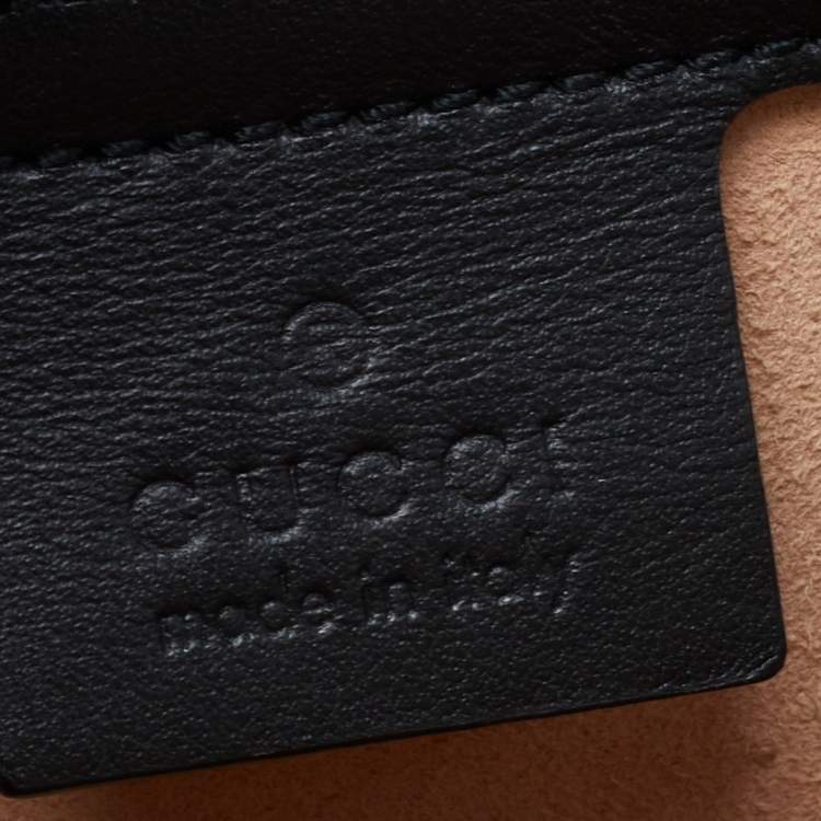 Pre Owned Gucci Black  Matelassé Leather Medium GG Marmont Tote
