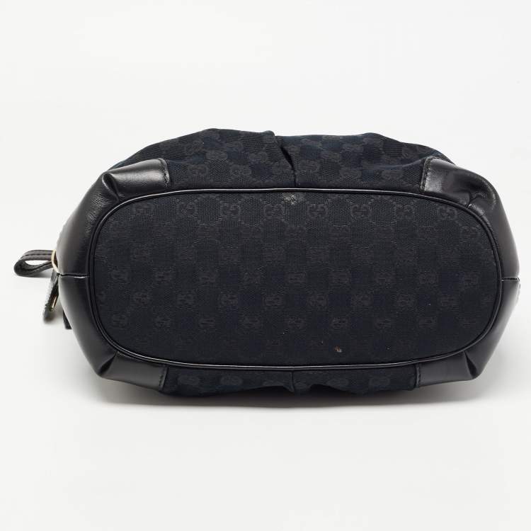 Pre Owned Gucci Black GG Canvas and Leather Sukey Tote