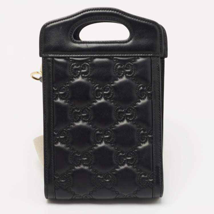 Pre Owned Gucci Black Guccissima Leather Mini Cut Out Handle Crossbody Bag
