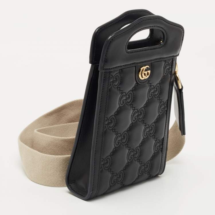 Pre Owned Gucci Black Guccissima Leather Mini Cut Out Handle Crossbody Bag