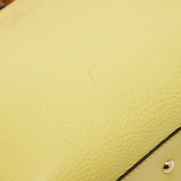 Pre Owned Gucci Yellow Leather Mini Bamboo Tote