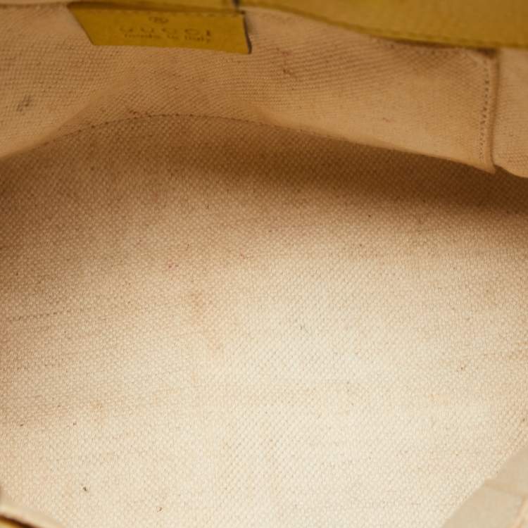 Pre Owned Gucci Yellow Leather Mini Bamboo Tote