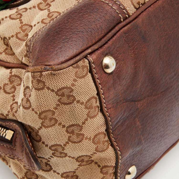 Pre Owned Gucci Beige/Brown GG Canvas and Leather Princy Boston Bag