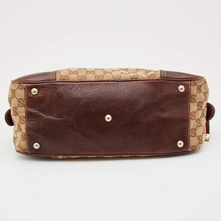 Pre Owned Gucci Beige/Brown GG Canvas and Leather Princy Boston Bag