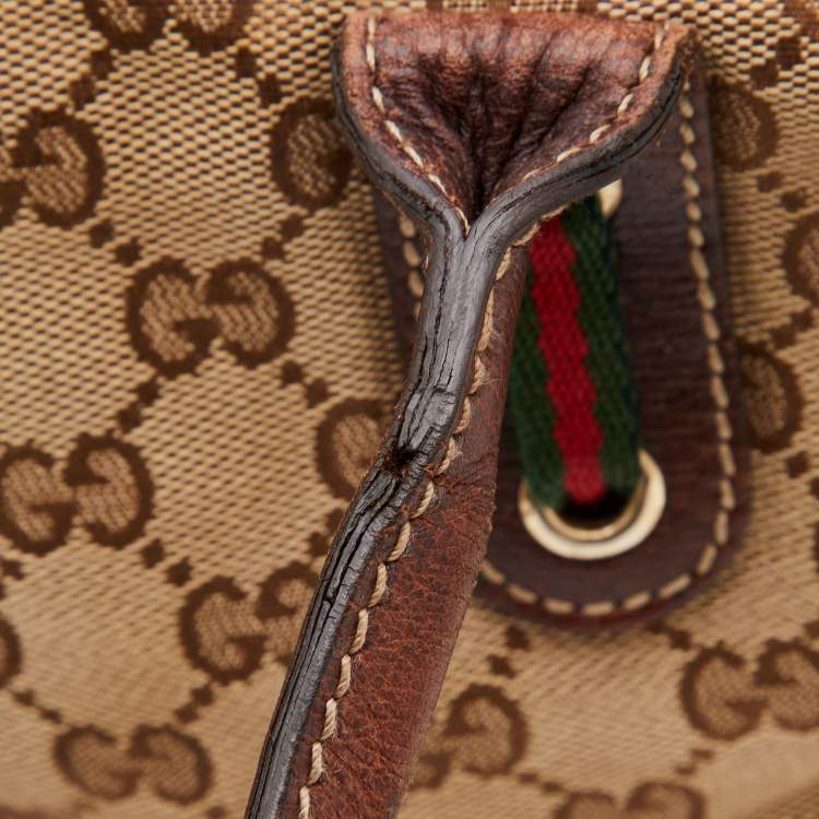 Pre Owned Gucci Beige/Brown GG Canvas and Leather Princy Boston Bag