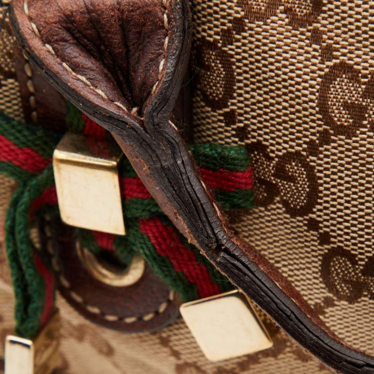 Pre Owned Gucci Beige/Brown GG Canvas and Leather Princy Boston Bag
