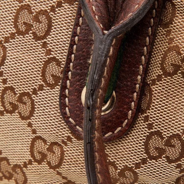Pre Owned Gucci Beige/Brown GG Canvas and Leather Princy Boston Bag