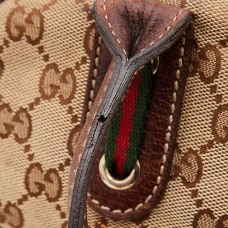 Pre Owned Gucci Beige/Brown GG Canvas and Leather Princy Boston Bag
