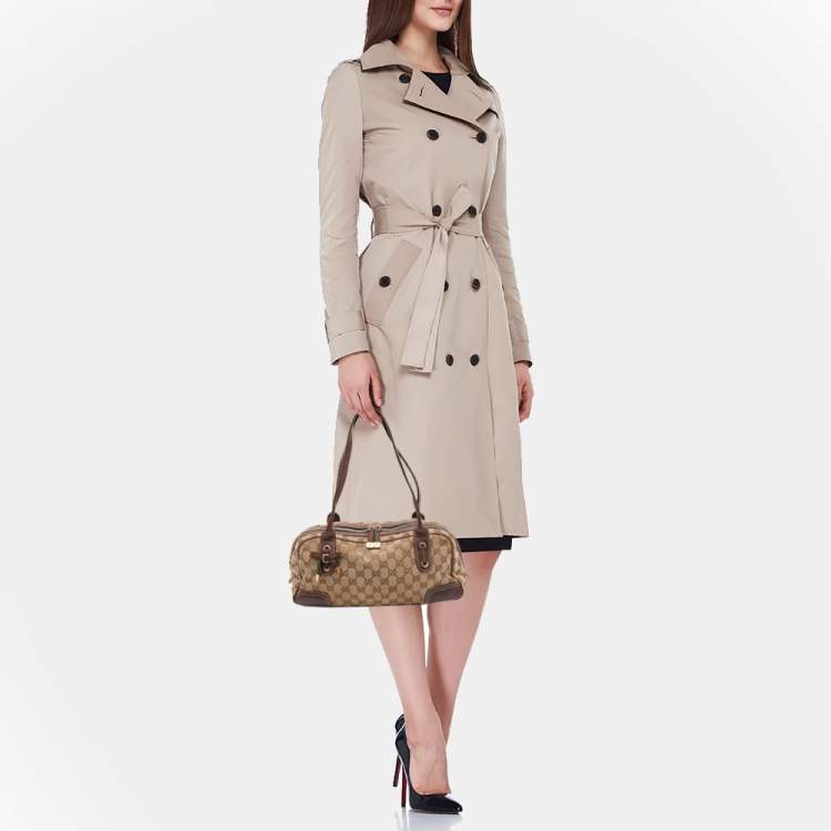 Pre Owned Gucci Beige/Brown GG Canvas and Leather Princy Boston Bag