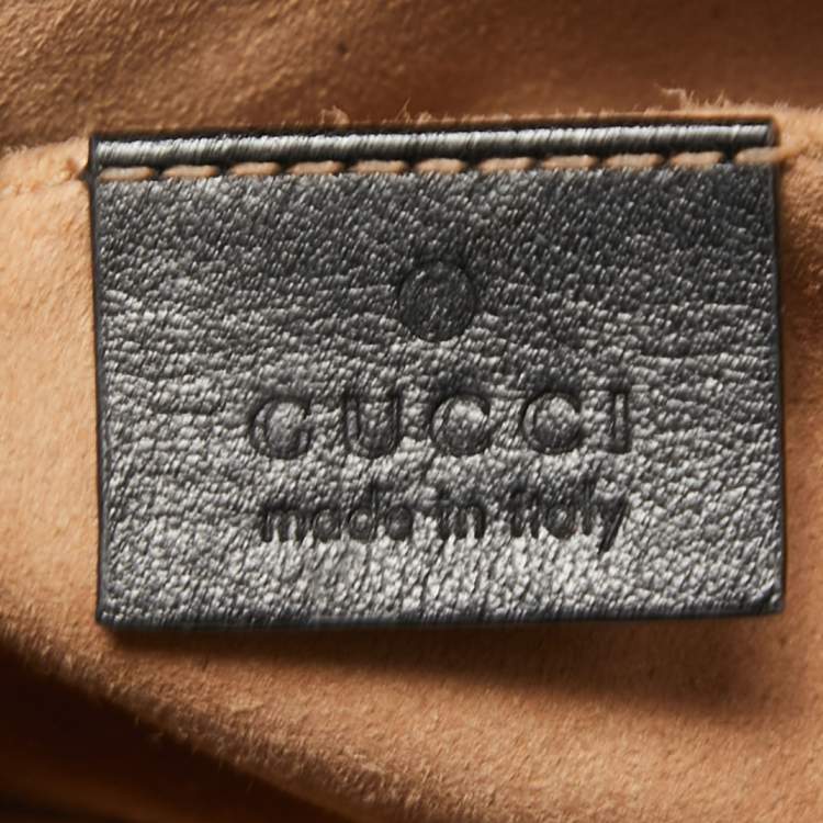 Pre Owned Gucci Black Matelassé Leather Mini GG Marmont Camera Bag