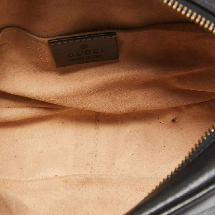 Pre Owned Gucci Black Matelassé Leather Mini GG Marmont Camera Bag