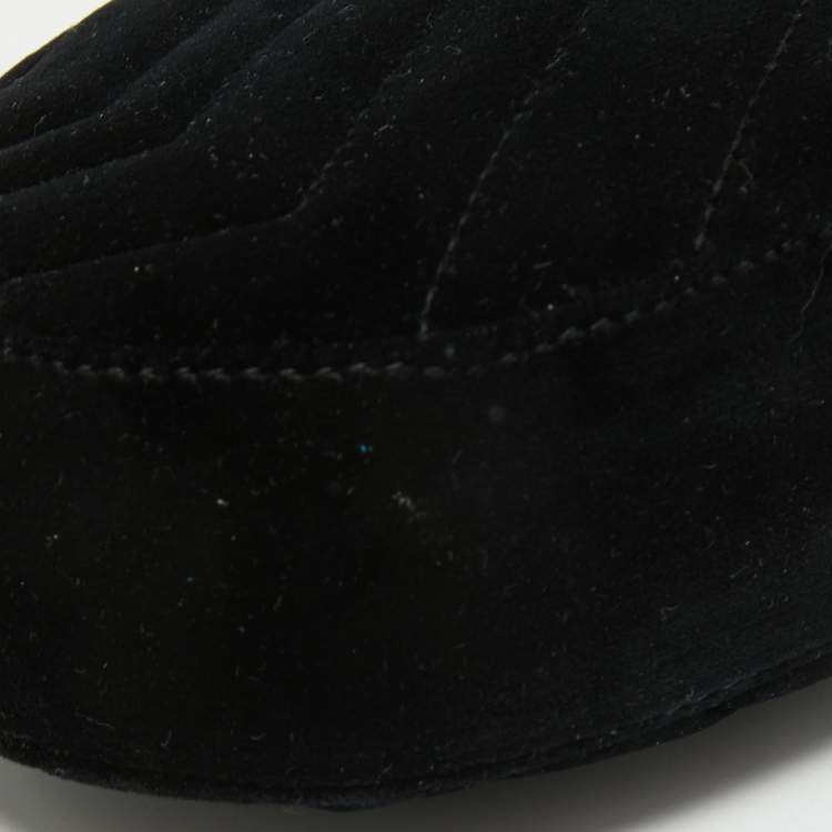 Pre Owned Gucci Black Matelassé Velvet GG Marmont Belt Bag