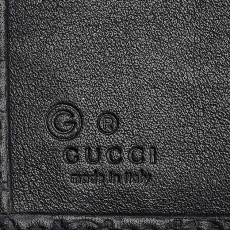 مملوكة مسبقًا Gucci Black Guccissima Leather Zip Card Case