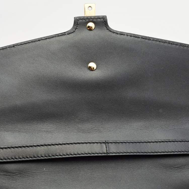 Pre Owned Gucci Black Leather Medium Sylvie Top Handle Bag