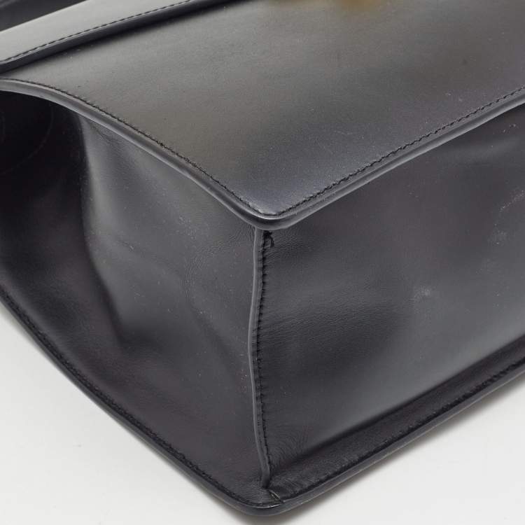Pre Owned Gucci Black Leather Medium Sylvie Top Handle Bag