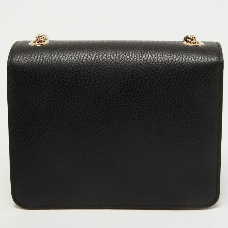 Pre Owned Gucci Black Leather Dollar Interlocking G Crossbody Bag