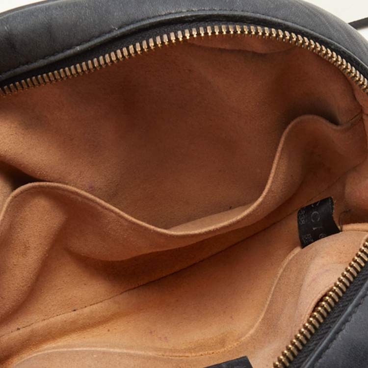 Pre Owned Gucci Black Matelassé Leather GG Marmont Belt Bag