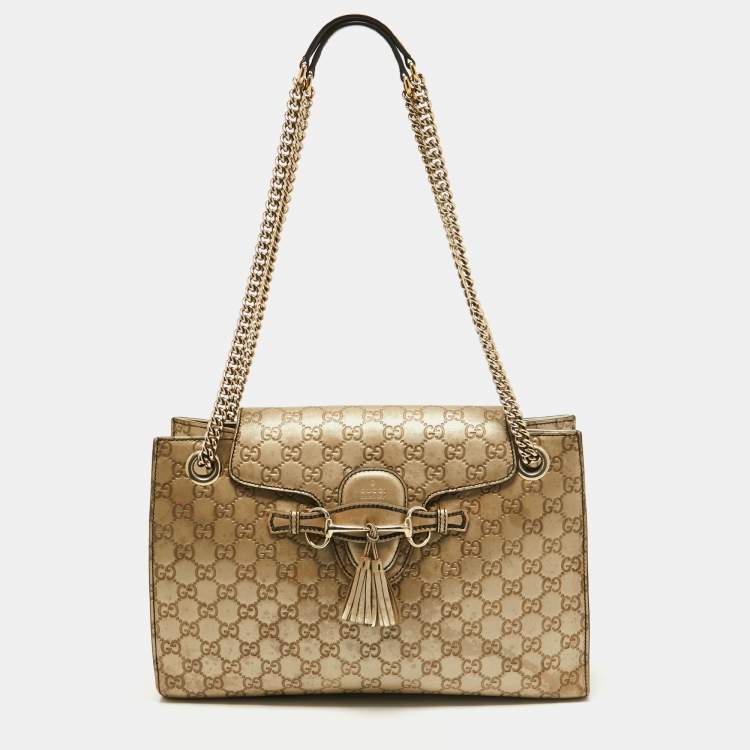 rand koppeling veld Gucci Gold Guccissima Leather Large Emily Chain Shoulder Bag Gucci | TLC
