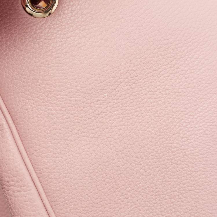 Pre Owned Gucci Old Rose Leather Bamboo Handle Tote