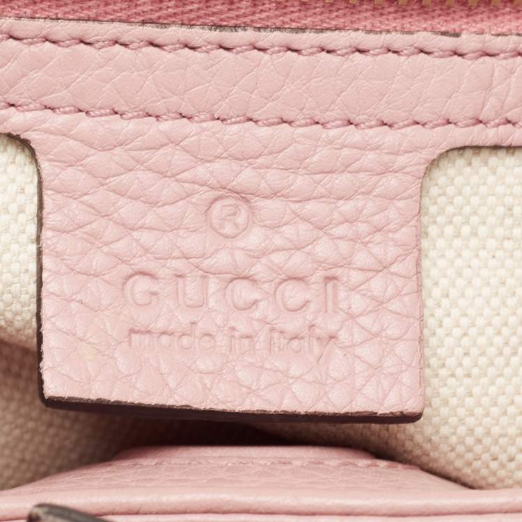 Pre Owned Gucci Old Rose Leather Bamboo Handle Tote