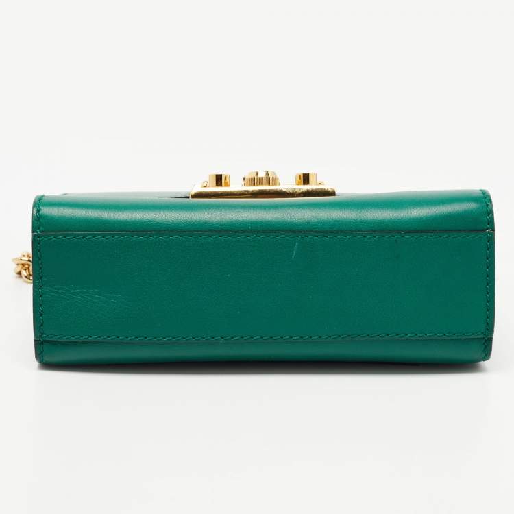 Pre Owned Gucci Green Leather Small Padlock Shoulder Bag