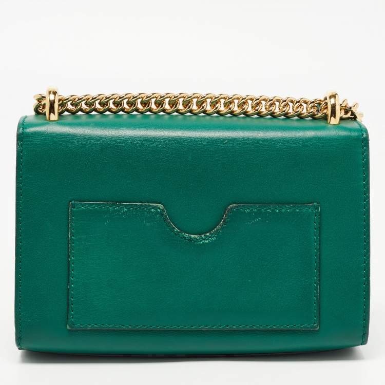 Pre Owned Gucci Green Leather Small Padlock Shoulder Bag