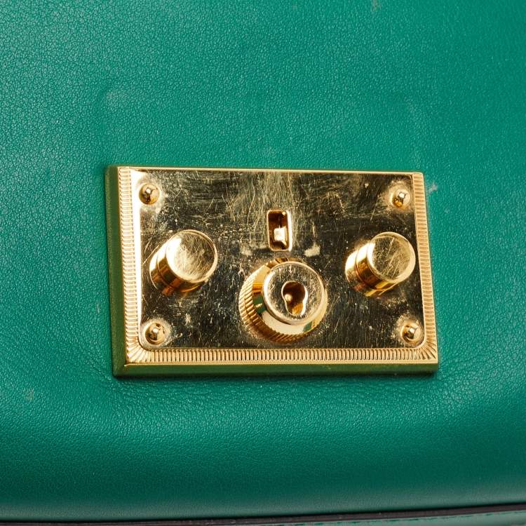 Pre Owned Gucci Green Leather Small Padlock Shoulder Bag