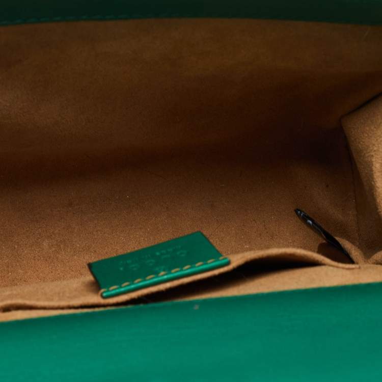 Pre Owned Gucci Green Leather Small Padlock Shoulder Bag