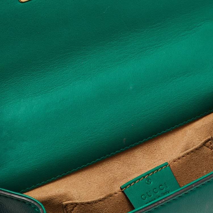 Pre Owned Gucci Green Leather Small Padlock Shoulder Bag