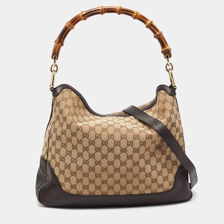 Gucci Beige/Ebony GG Canvas and Leather Bamboo Shoulder Bag Gucci | The ...