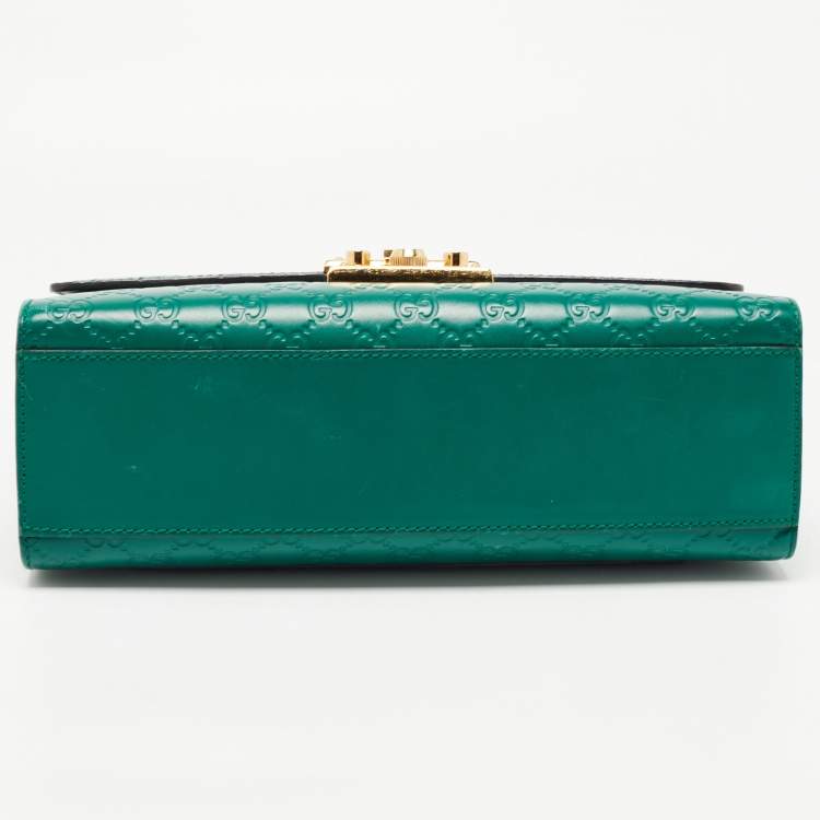 Pre Owned Gucci Green Guccissima Leather Medium Padlock Shoulder Bag