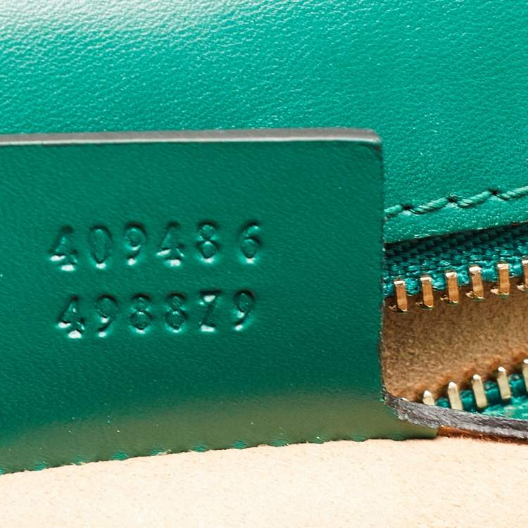 Pre Owned Gucci Green Guccissima Leather Medium Padlock Shoulder Bag
